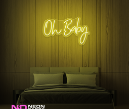 Color: Yellow 'Oh Baby' - LED Neon Sign - Event Neon Signs