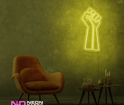 Color: Yellow 'Raised Fist' - LED Neon Sign - Affordable Neon Signs