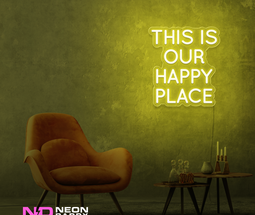 Color: Yellow This Is Our Happy Place LED Neon Sign