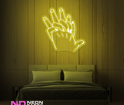 Color: Yellow 'Hand Holding' LED Neon Sign - Romantic Neon Signs