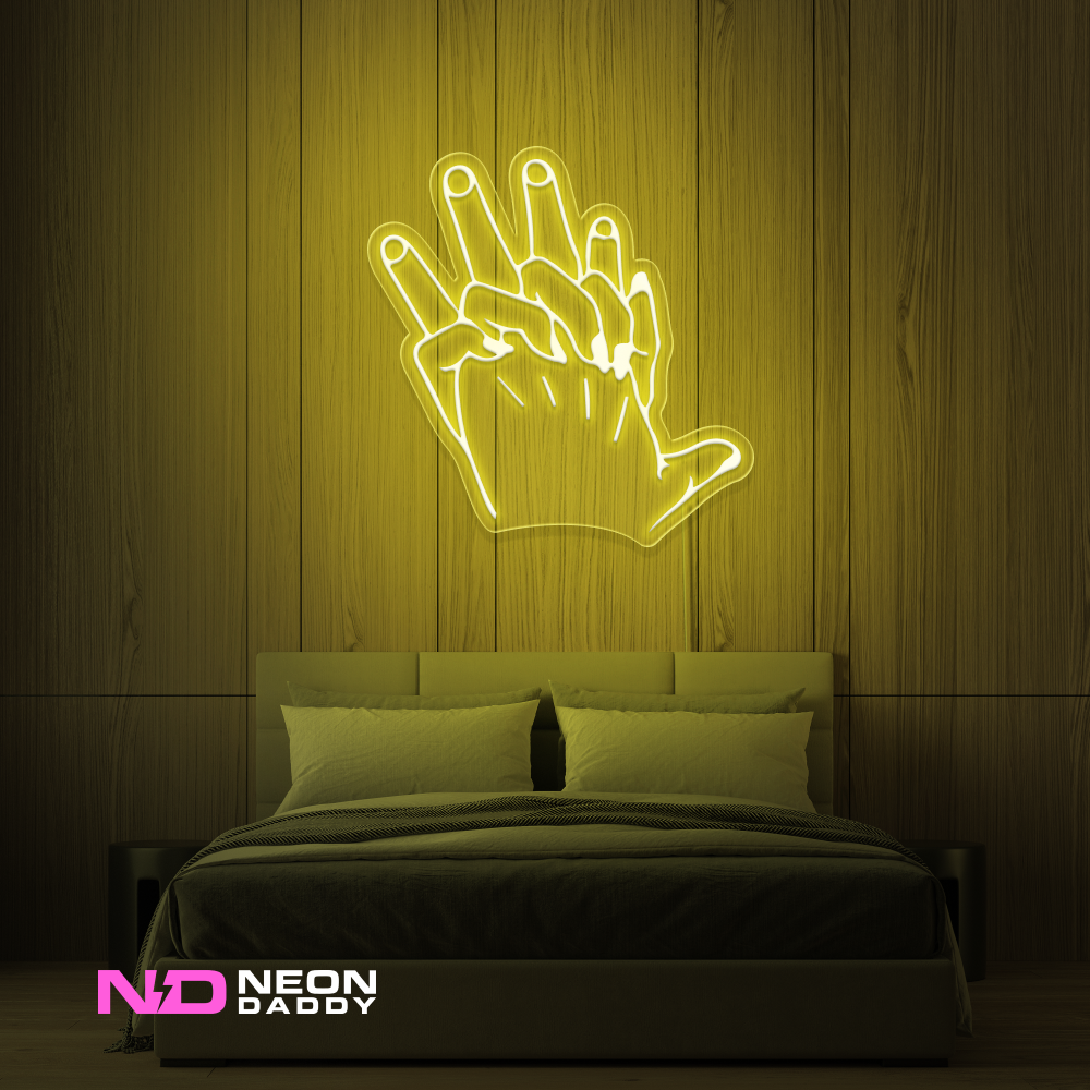 Color: Yellow 'Hand Holding' LED Neon Sign - Romantic Neon Signs